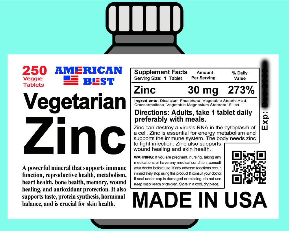 Zinc (30mg) (250 VeggieTabs)