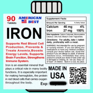 Iron 27 mg <br> ( 90 Tablets)