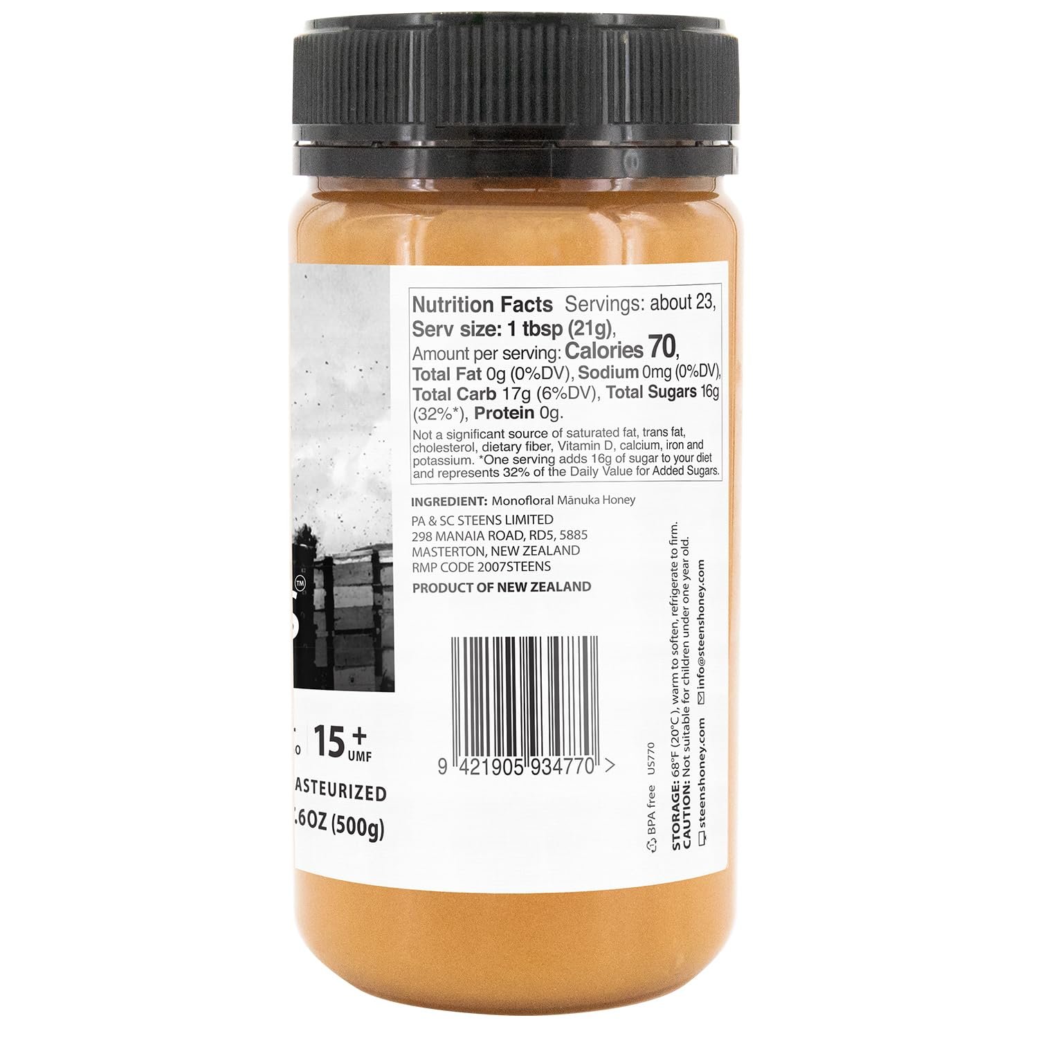Steens Manuka Honey - MGO 515+ - Pure & Raw 100% Certified UMF 15+ Manuka Honey - Bottled and Sealed in New Zealand - 17.6 oz - Image 4