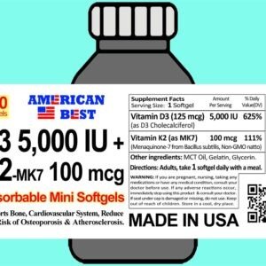 K2-MK7 + D3 <br> 100mcg + 5000 IU <br> 180 Softgels