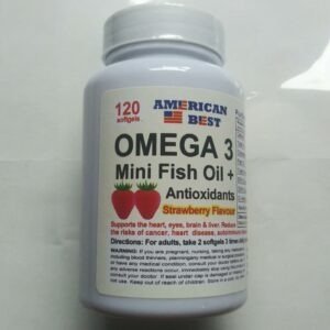 Mini Omega 3, Fish oil + Antioxidants <br>Natural Strawberry Flavour <br> (120 Softgels)