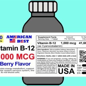 Vitamin B12 <br> 1,000 mcg (180 Tablets) <br> Natural Berryy flavor